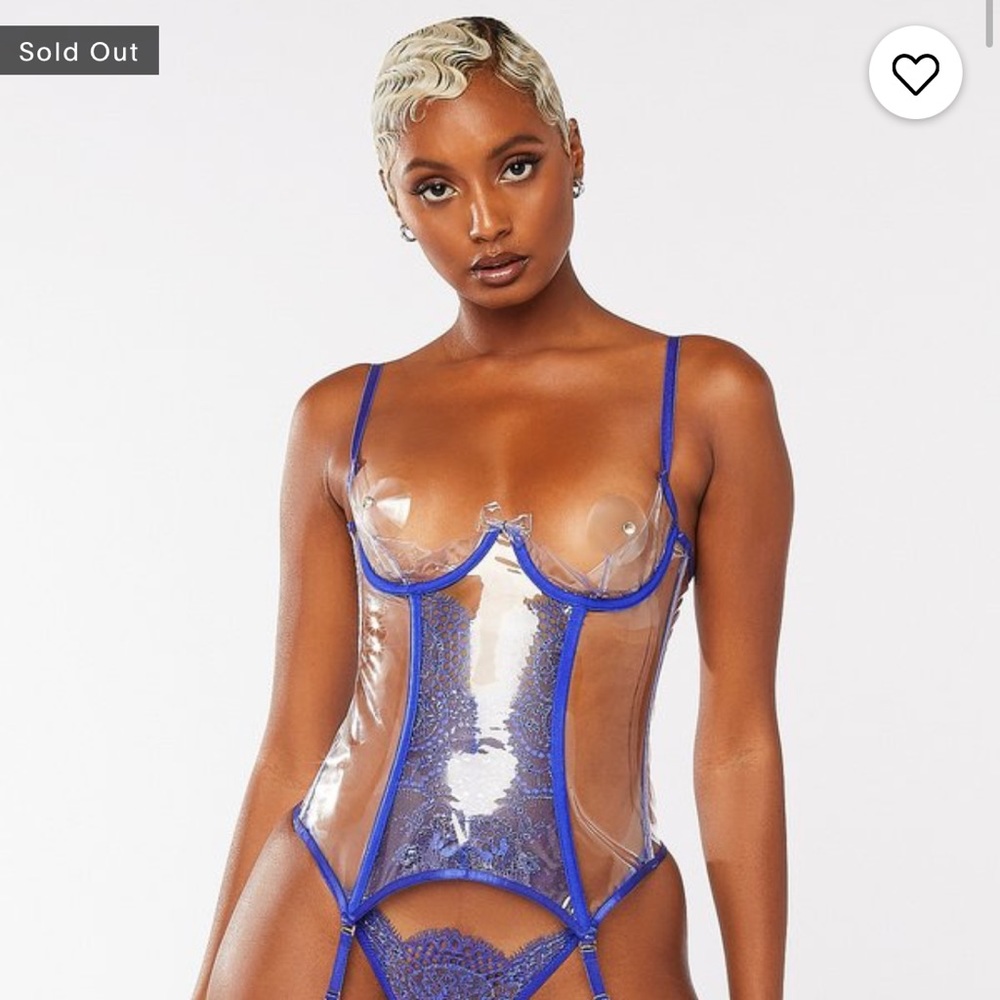 Savage X Fenty Hyper Real Lace and Vinyl Cupless Corset NWT.